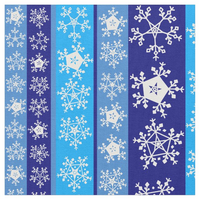 Tissu Snowflakes Blue Stripes (Fermer)