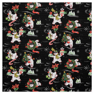 Tissu Snowmen de Noël Vintage