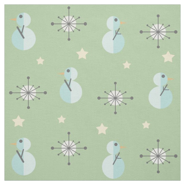 Tissu Snowmen de Noël Vintage du Moyen-siècle (Échantillon)