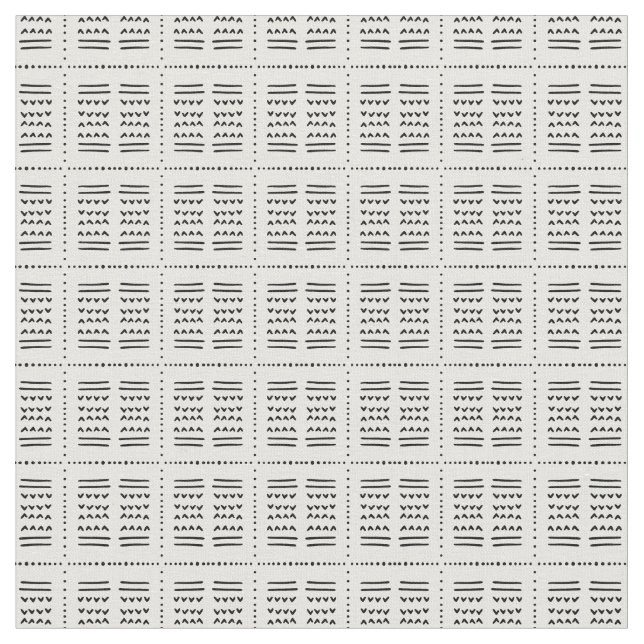 Tissu soala mudcloth ethnic arrow lines boho black white (Fermer)