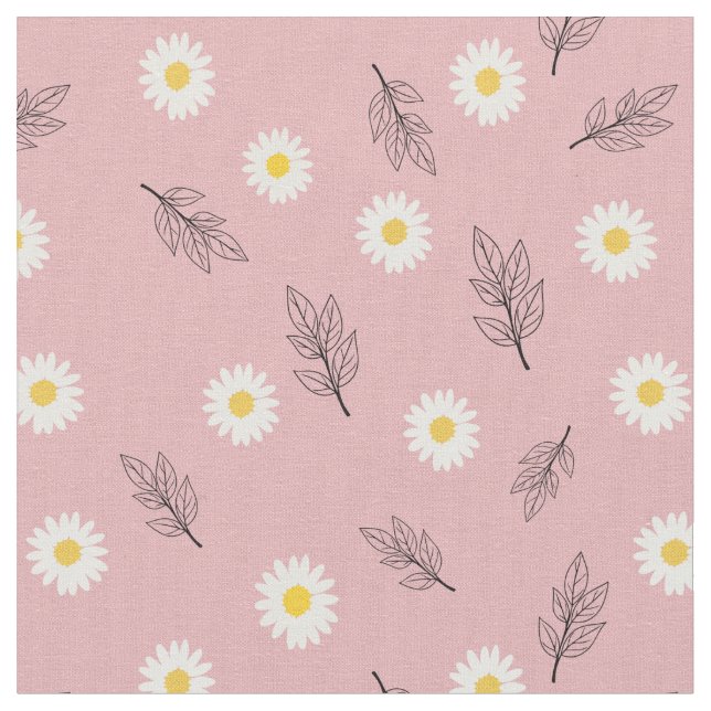 Tissu Soft Pink Daisy Scatter Combed Cotton Fabric (Fermer)