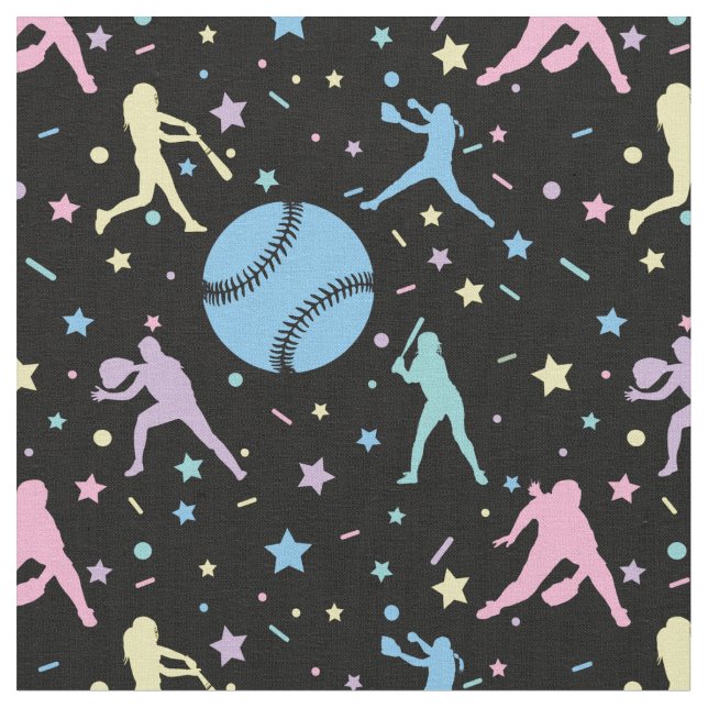 Tissu Softball Féminin - Joueuses avec Étoiles (Fermer)