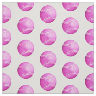 Tissu softballs roses simples motif sur les sports gris