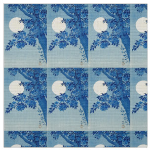 Tissu Soirée Lune Arbre Bleu Lune