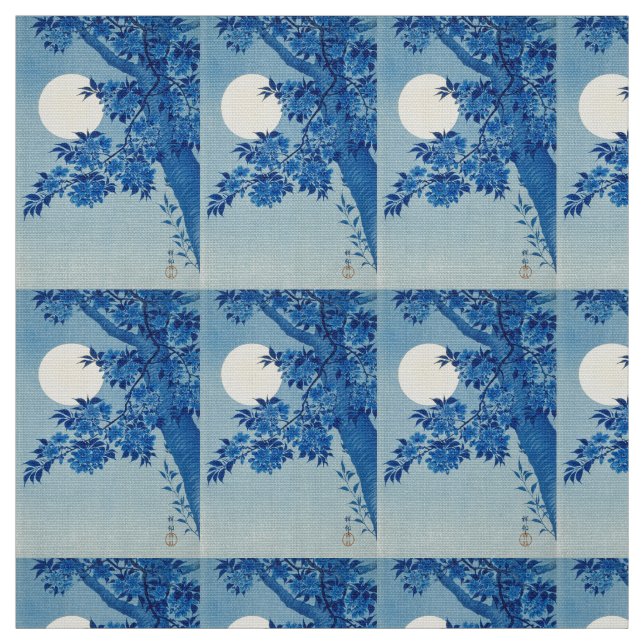 Tissu Soirée Lune Arbre Bleu Lune (Échantillon)