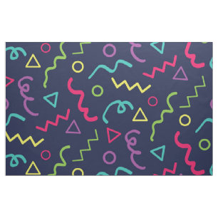 Tissu Soirée rétro années 80 néon motif Memphis
