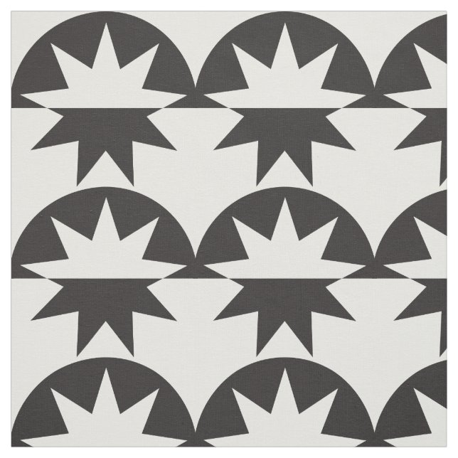 Tissu Soleil d'éclatement de l'étoile noire blanche déco (Échantillon)