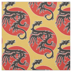 Tissu Soleil dragon - blanc noir rouge + vos idées