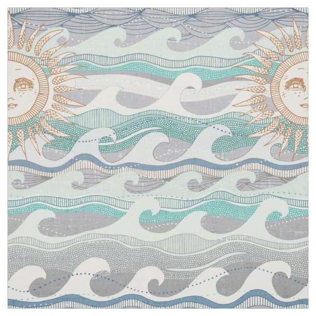 Tissu soleil et vagues (Échantillon)