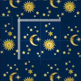 Tissu Soleil, lune et étoiles