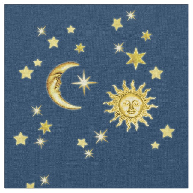 Tissu Soleil, lune et étoiles (Fermer)