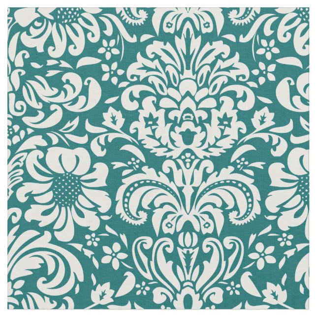 Tissu Sombre Turquoise de Damas (Fermer)