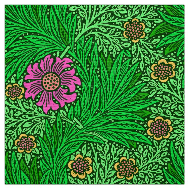 Tissu Souci de William Morris, vert vert et fuchsia (Échantillon)