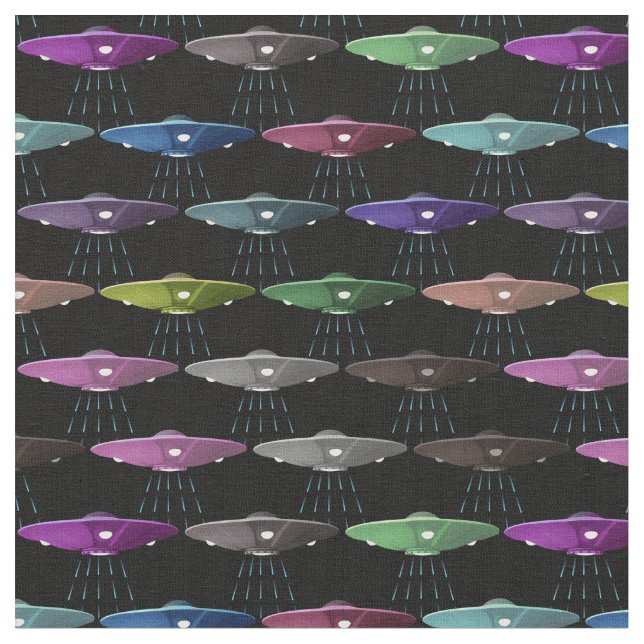 Tissu Soucoupes volantes multicolores UFO (Fermer)