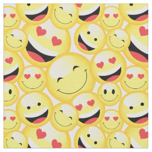 Tissu Souriant Emoji Jaune Face Motif