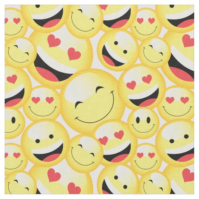 Tissu Souriant Emoji Jaune Face Motif (Fermer)