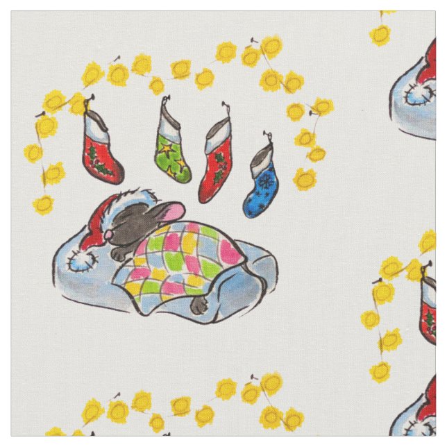 Tissu Souris de Noël et Nouvel An avec bas (Fermer)