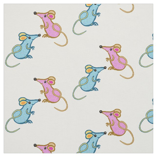 Tissu Souris rose, souris bleue (Échantillon)