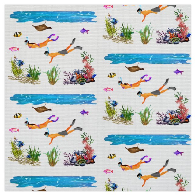 Tissu Sous le paysage marin (Échantillon)