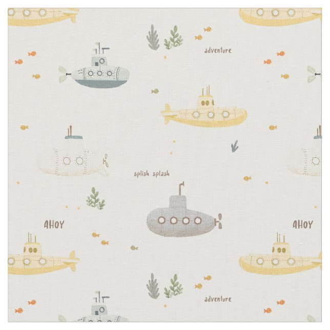 Tissu Sous-marin jaune Splish splash (Fermer)