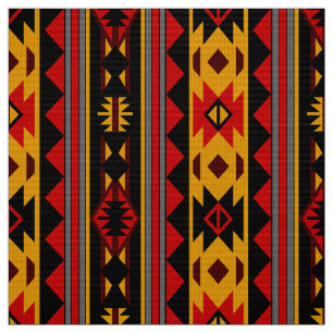 Tissu Southwest Design Red Black Gold Tribal Motif