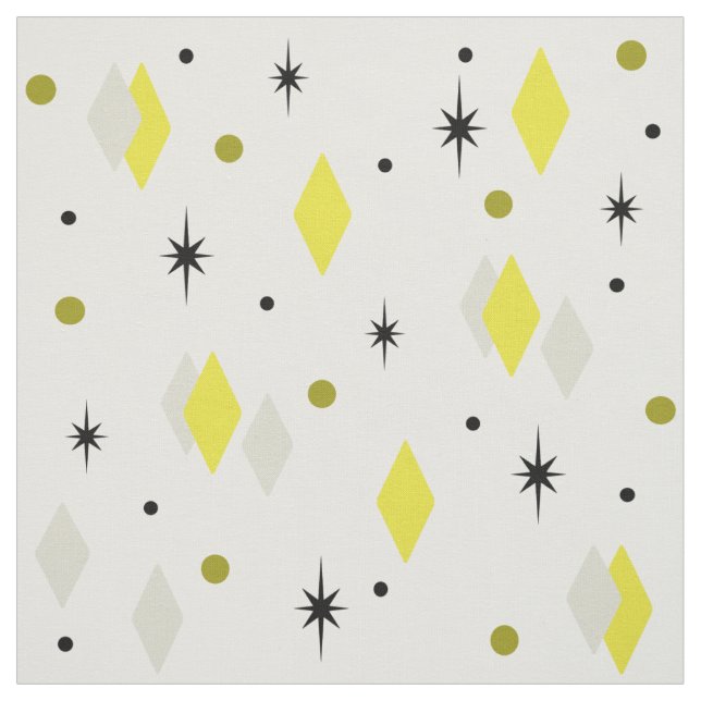 Tissu Space Age Diamonds Yellow Gray White (Échantillon)