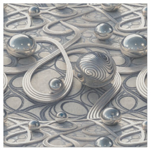 Tissu Sphères chromées 3D - Motif abstrait futuriste