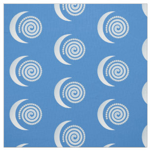 Tissu Spirale argentée de lune sur le bleu profond