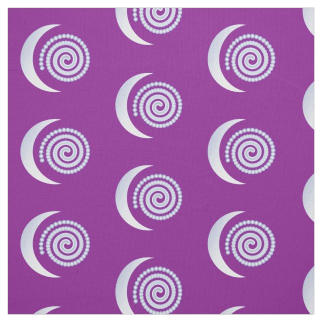 Tissu Spirale de lune d'argent sur violet (Échantillon)