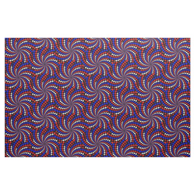 Tissu Spirale rouge blanc de Checker bleu par Kenneth Yo (Fat Quarter)