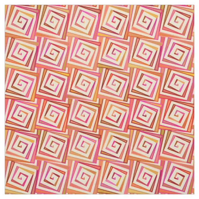 Tissu Spirales carrées modernes de la moitié du siècle - (Échantillon)