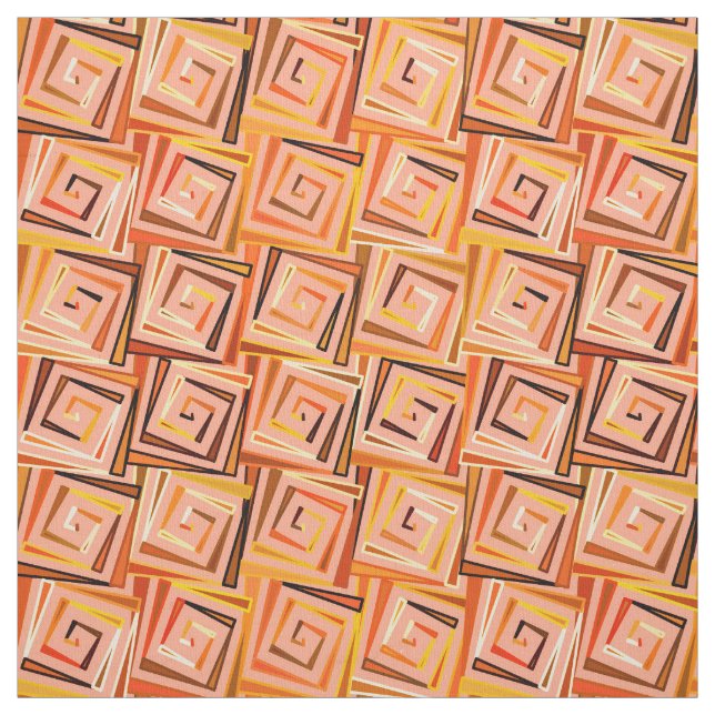 Tissu Spirales carrées modernes de la moitié du siècle - (Échantillon)