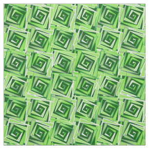 Tissu Spirales carrées Modernes du milieu du siècle, ver