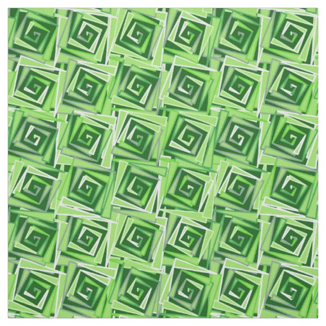 Tissu Spirales carrées Modernes du milieu du siècle, ver (Échantillon)