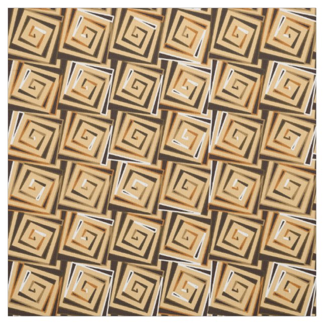 Tissu spirales carrés modernes du milieu du siècle - tan (Échantillon)