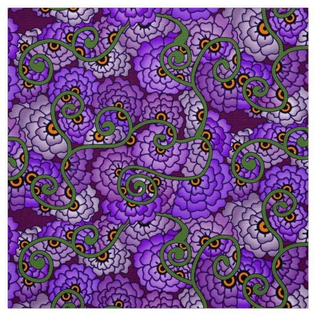 Tissu Spirales de fleurs - Cool (Échantillon)