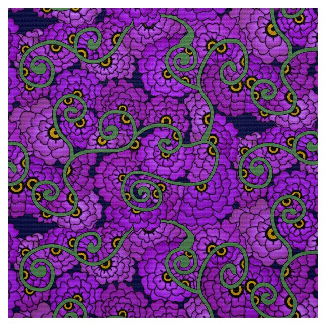 Tissu Spirales de fleurs - Violet (Échantillon)