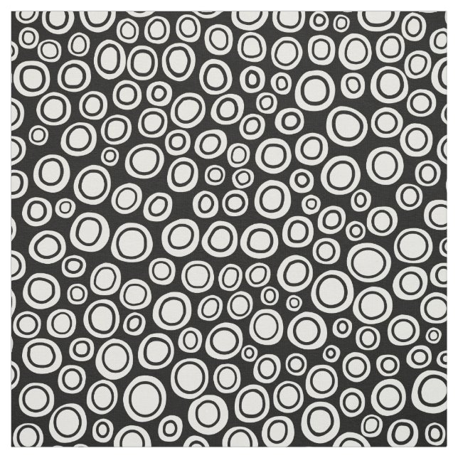 Tissu Spots 071215 - Blanc sur noir (Échantillon)