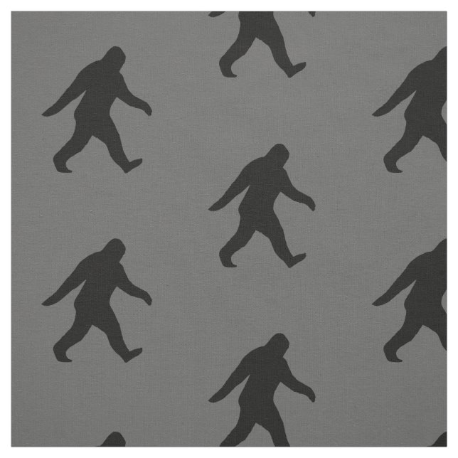 Tissu Squatch gris et noir de motif de silhouettes de (Échantillon)