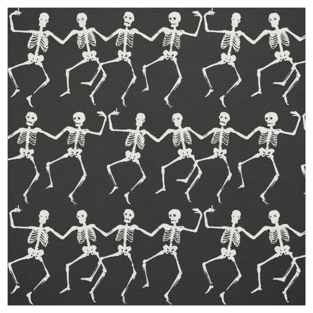 Tissu Squelette drôle motif dansant halloween (Échantillon)