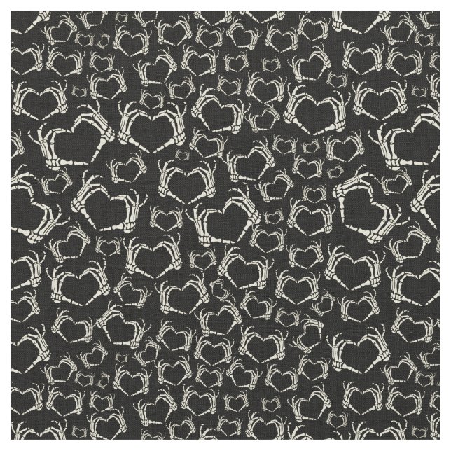 Tissu Squelette Mains Forme cardiaque Goth Motif (Fermer)