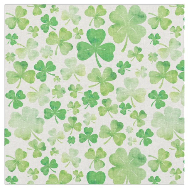 Tissu St. Patricks Day Vert Aquarelle Shamrock Design (Fermer)
