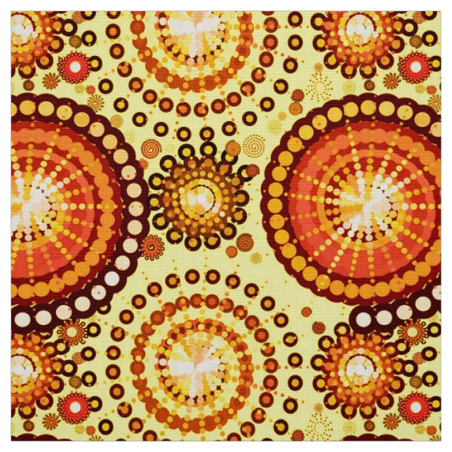 Tissu Starburds et pingwheel, brun et jaune (Échantillon)