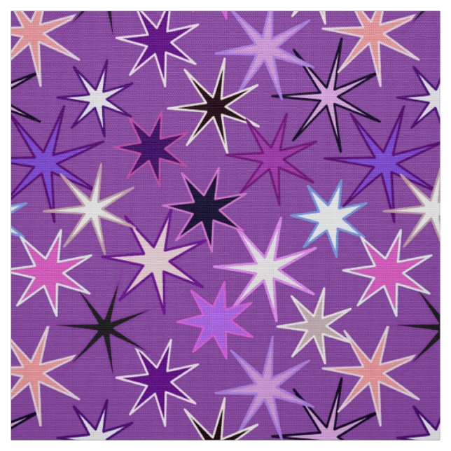 Tissu Starburst moderne imprimer, violet violet et orchi (Échantillon)