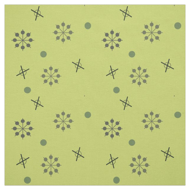 Tissu Starburst Spoutnik de l'ère atomique Chartreuse (Échantillon)