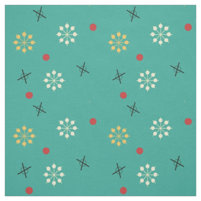 Tissu Starbursts Spoutnik de l'ère atomique Turquoise (Échantillon)