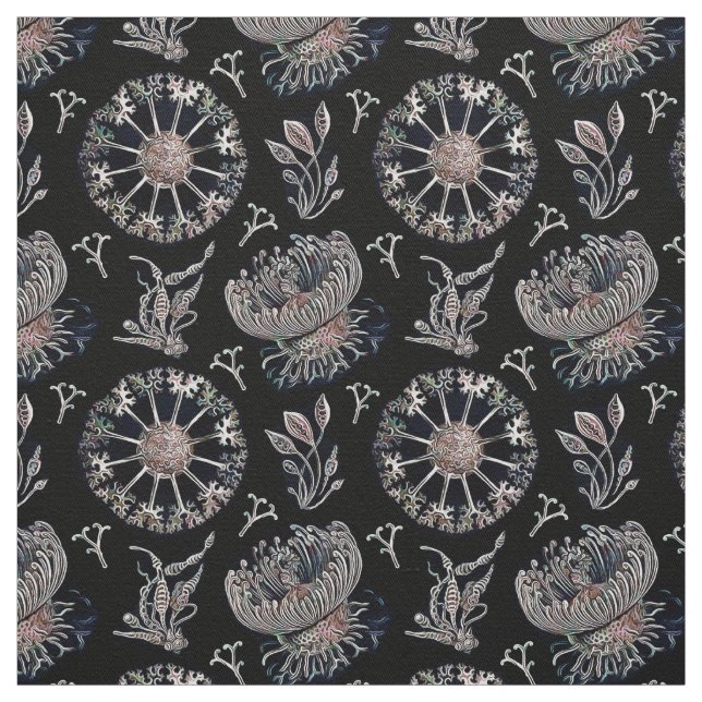 Tissu Starfish Jellyfish Seawey Black Motif (Échantillon)