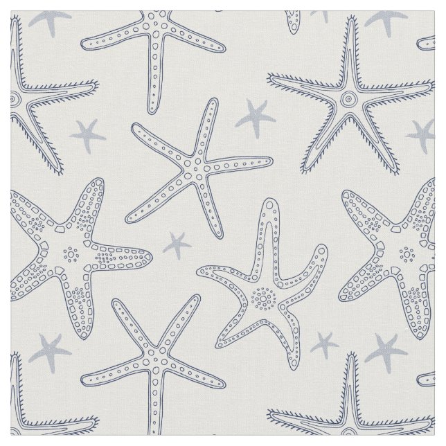 Tissu Starfish Ocean Sea Life Motif bleu et blanc (Fermer)