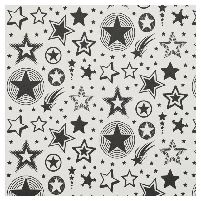 Tissu Stars Tattoos noir + vos idées (Échantillon)