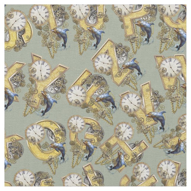 Tissu Steampunk Alphabet conception de répétition (Fermer)